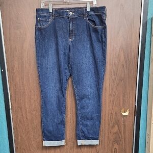 Eddie Bauer Size 12 Dark Wash Mid Rise Slim Fit Boyfriend Style Jean